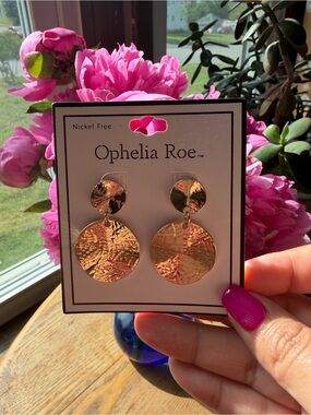 Ophelia Roe Gold Textured Disc Drop Earrings nickel free